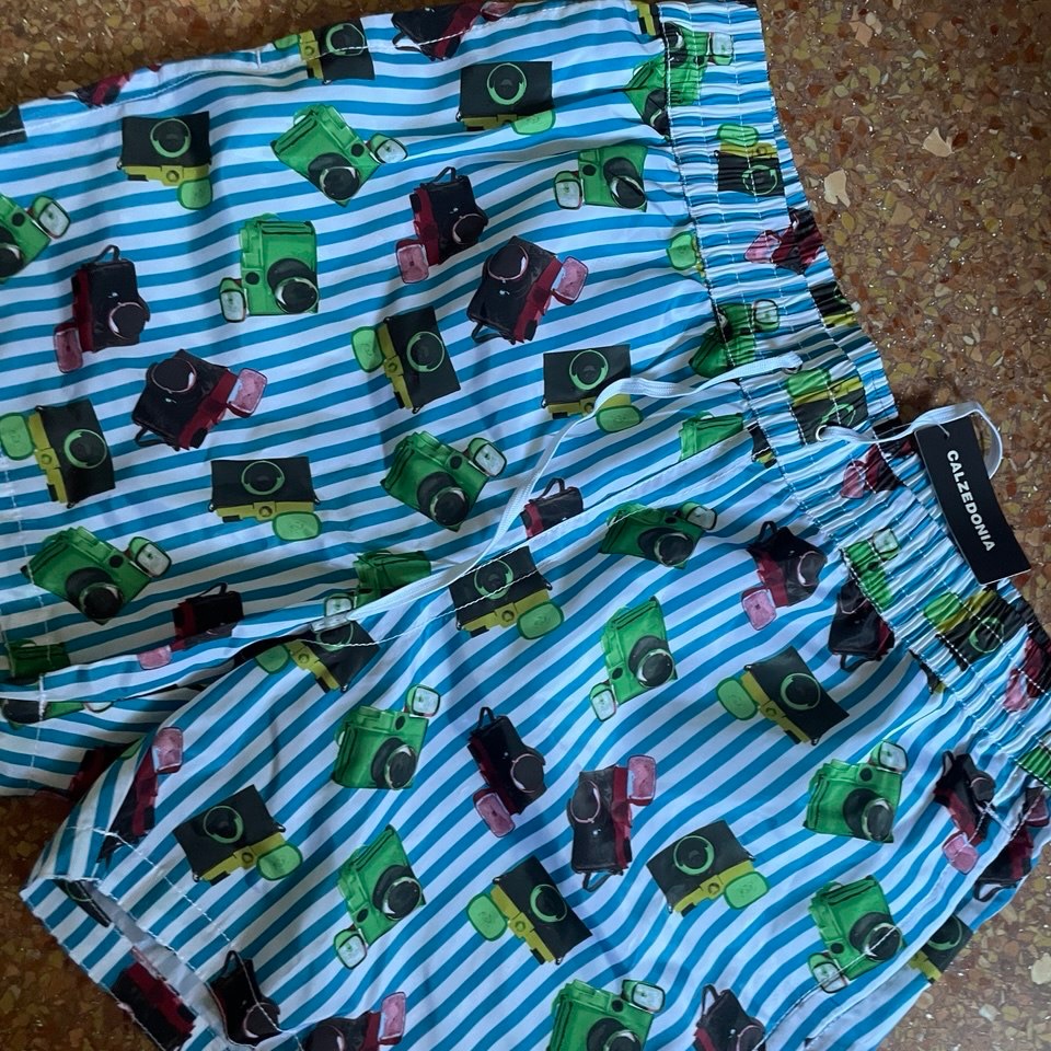 Calzedonia Coast Miami Retro Camera Striped Swim Shorts Trunks Size L — image 5 of 6